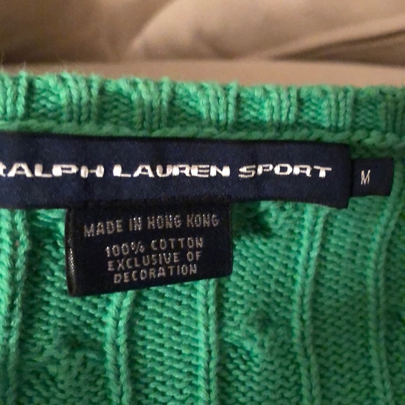 Ralph Lauren Sport V-neck green cotton sweater - Picture 5 of 5